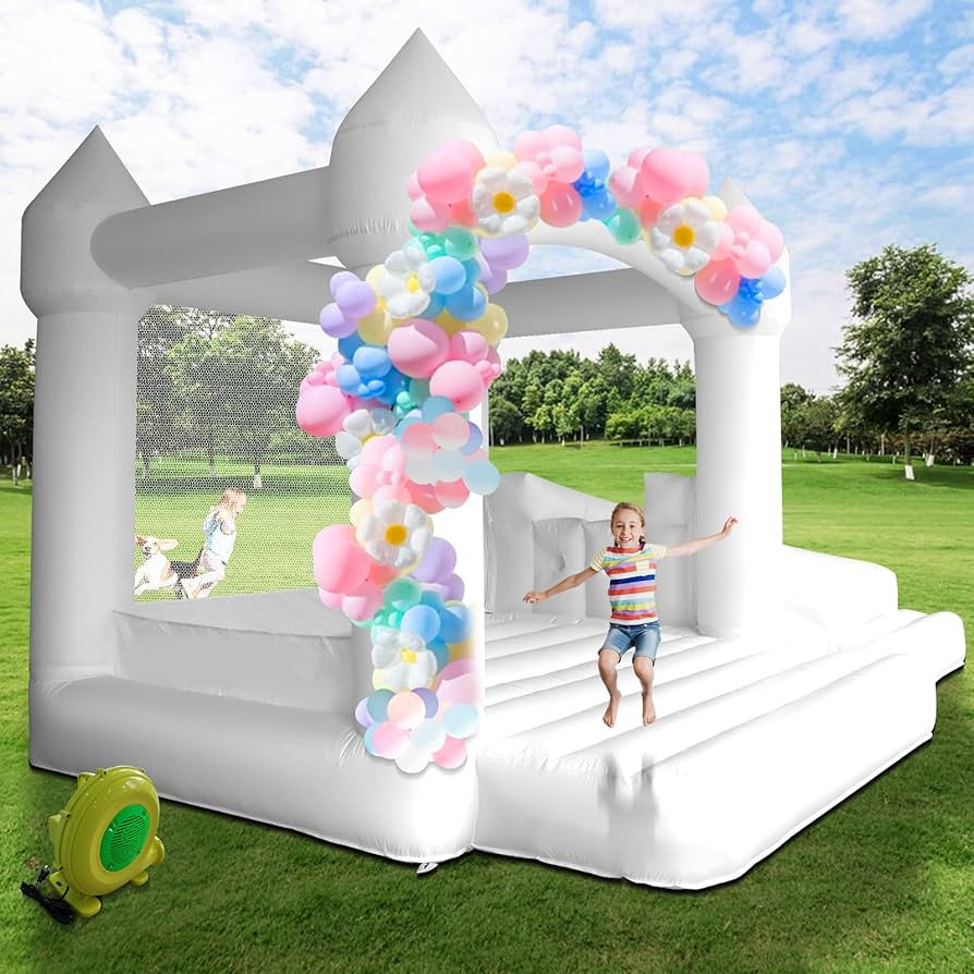 AKSPORT White Bounce House Inflatable Jumping Castle with Slide & Air Blower for Kids, Wedding & ... | Amazon (US)