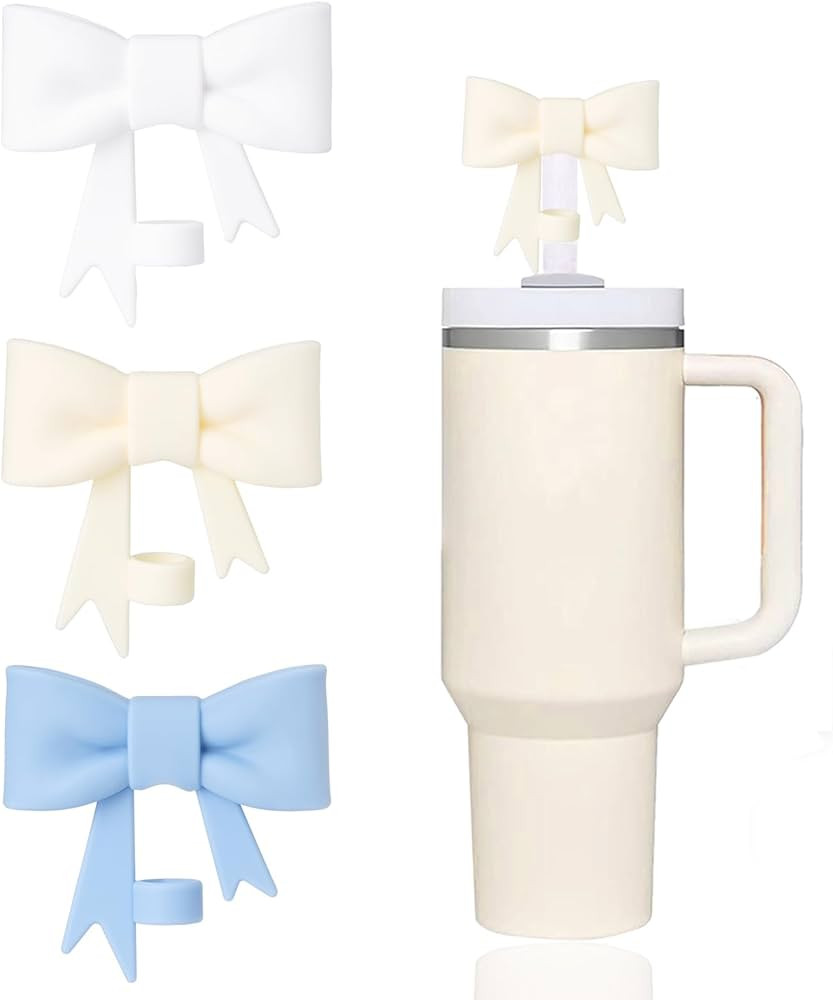 3 Pcs Classic Bow Straw Covers Cap Toppers Compatible with Stanley 30&40 oz Tumbler Cups,Reusable... | Amazon (US)