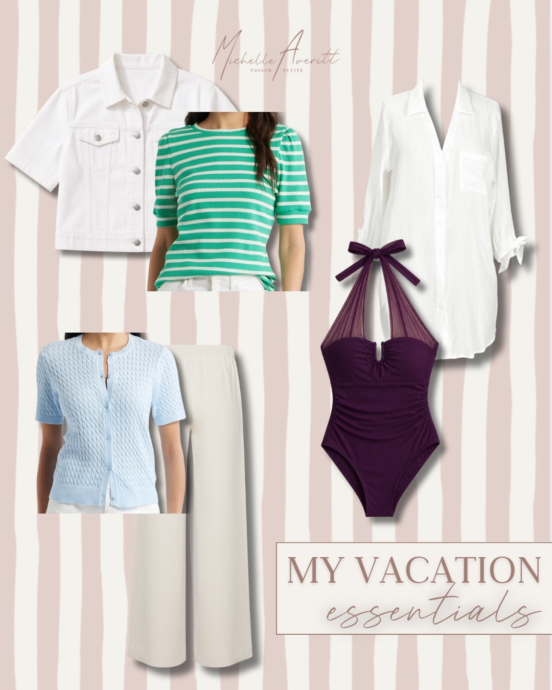 Vacation essentials lately have been all about easy pieces that still feel put together. I love having a lightweight swimsuit cover up that you can throw on and instantly feel a bit more styled, especially when the day moves from poolside to lunch without much planning.

A classic go to outfit is always in my suitcase because it takes the guesswork out of getting dressed and just works every time. I have also been packing a jacket for layering, something simple that adds just enough structure when the evenings cool down.

Travel outfit, vacation outfit idea, summer style

#LTKdayinmylife #LTKSeasonal #LTKTravel