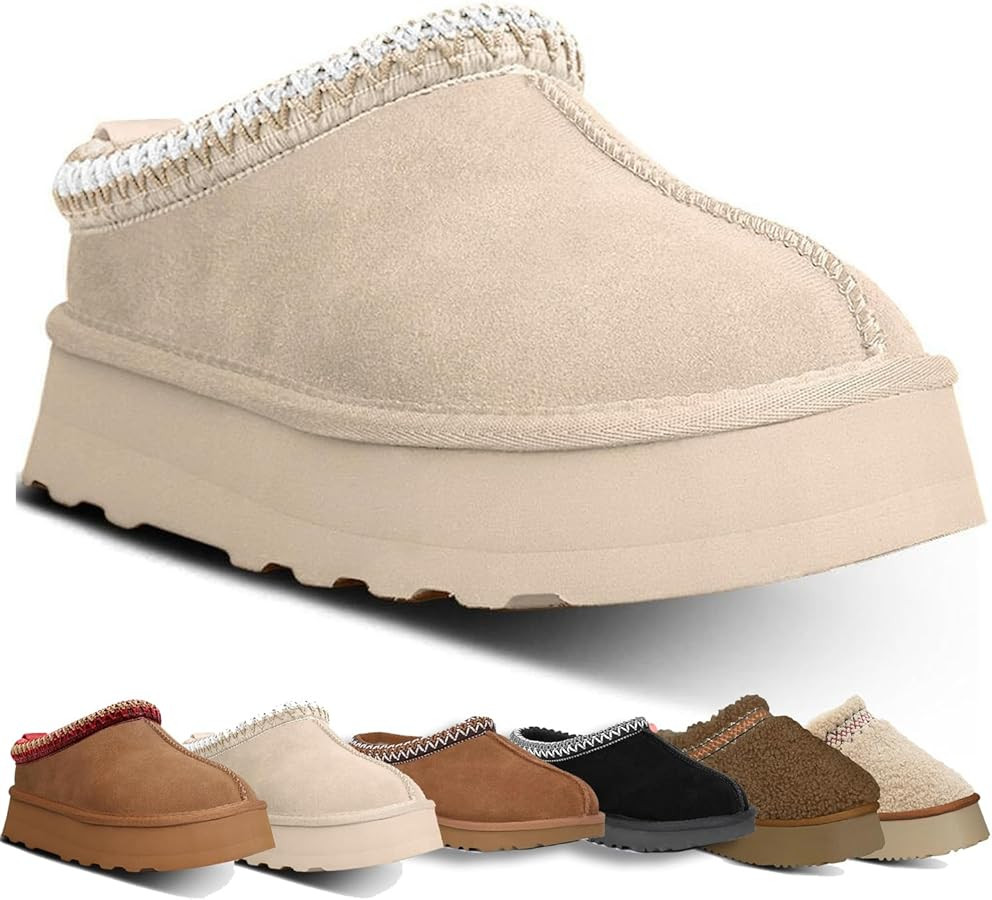 Fashion Plush Platform Slippers for Women's Mini Fleece Lined Boots Outdoor Indoor Non-Slip Warm ... | Amazon (US)