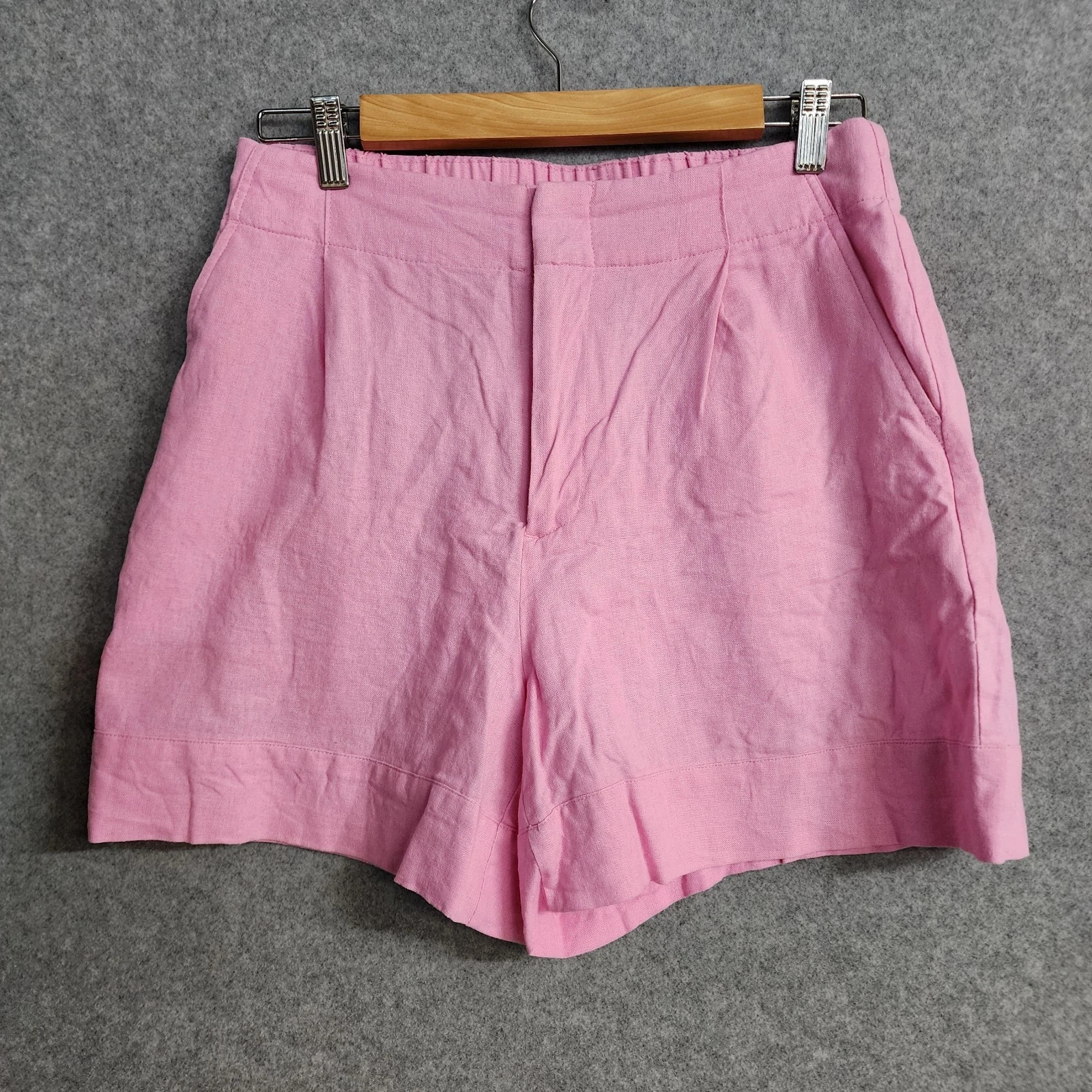 Pre-loved partnerAnko Linen Blend Shorts Size 10 Pink Zip Fly Waist Pockets Summer | eBay AU
