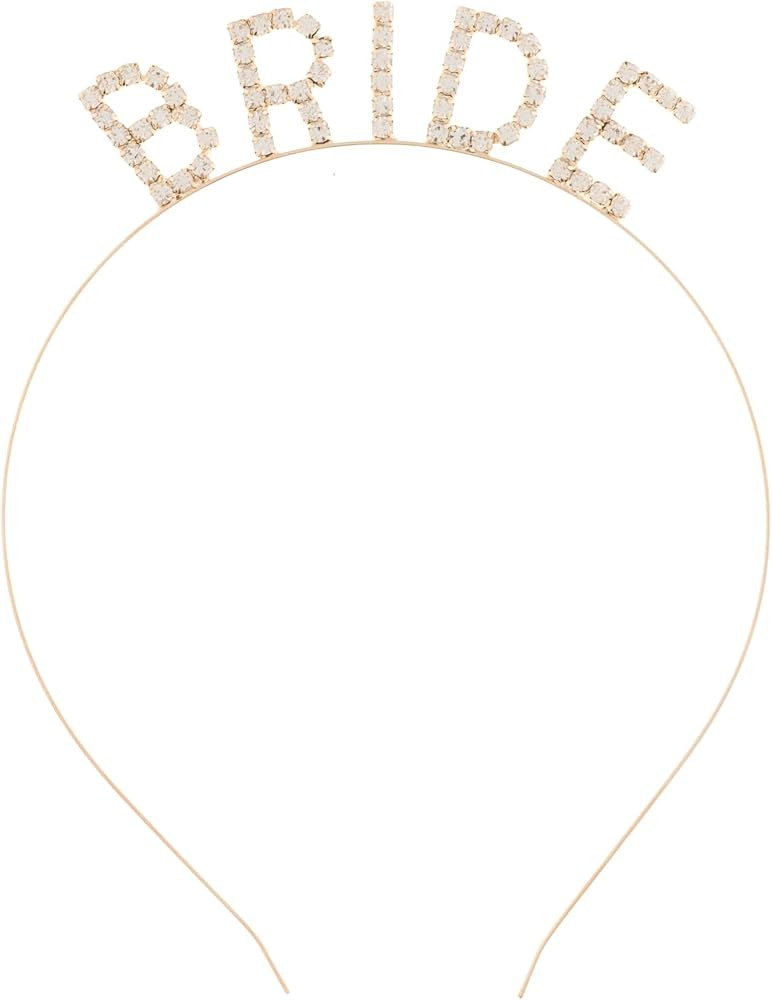 Ella Celebration Rhinestone Bride Headband Bridal Shower Bachelorette Party Headbands (Gold Rhine... | Amazon (US)