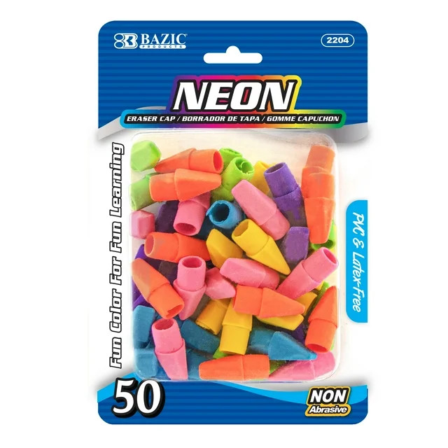 BAZIC Eraser Top, Latex Free Pencil Tops Erasers (50/Pack), 1-Pack - Walmart.com | Walmart (US)