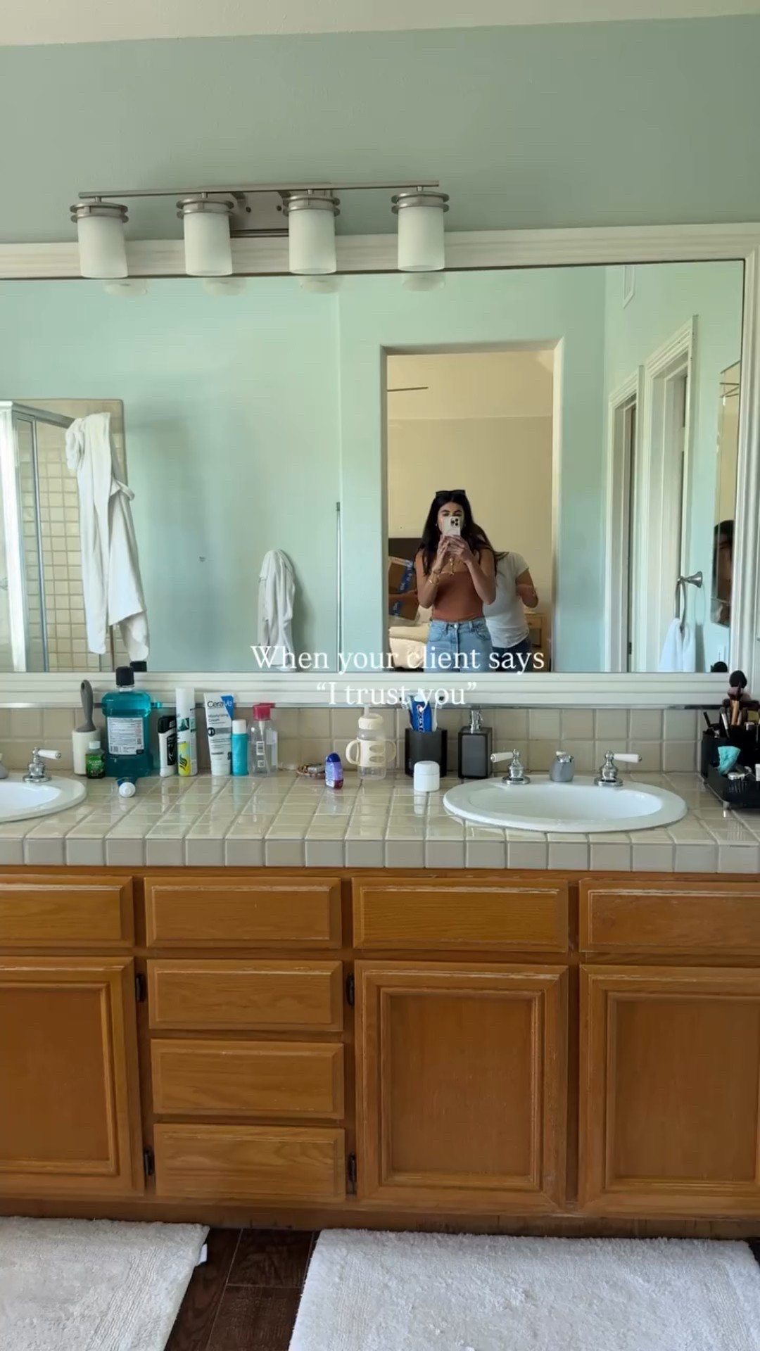 This master bathroom before and after 😍 can’t deal!!! #bathroommakeover #bathroomremodel