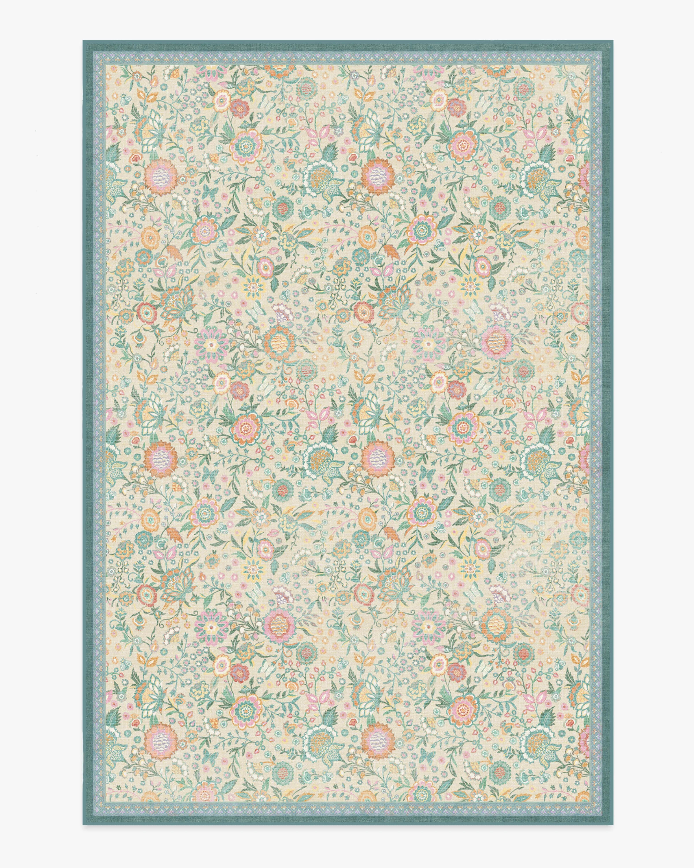 Bridgerton Royal Garden Ivory & Jade Rug | Ruggable | Ruggable