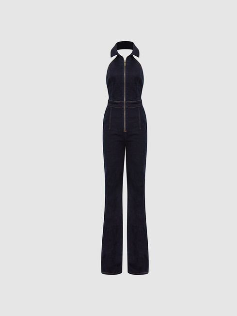 Denim Halter Jumpsuit | Reiss (UK)
