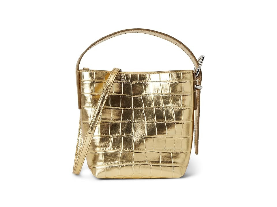 Madewell Essentials Micro Bucket Metallic Croc Backpack Bags Gold Metallic, Cotton/Leather | Zappos