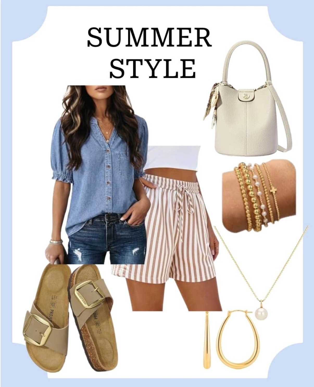 Easy summer style idea ☀️ Loving this mix of denim, stripes, neutral sandals, and simple gold accessories. Such a cute everyday outfit for summer errands, lunch, or vacation days.

Commissionable links. #LTKStyle #LTKFinds #LTKSummer #summerstyle #summeroutfit #casualoutfit
