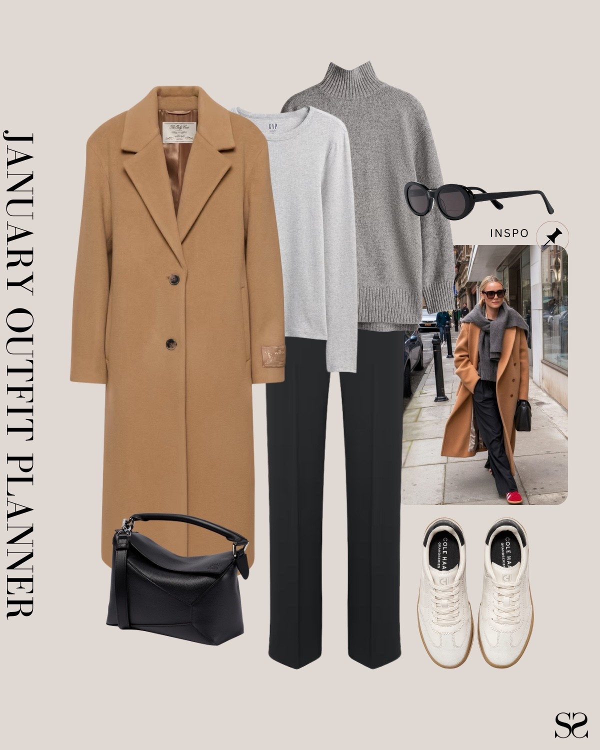 Monthly outfit planner JANUARY: Winter outfits | trousers, camel coat, winter layers, crewneck sweater  

#classicstyle #LTKstyletip #winteroutfit #weekendoutfit 

Image inspo credit: Pinterest  

#LTKootd #LTKgrwm #LTKSeasonal