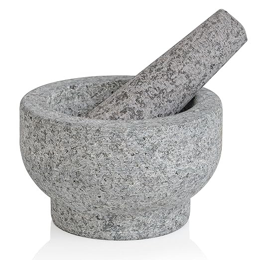 Maxam Grey Mortar and Pestle Set - 5 Inch - 1 Cup Capacity - Heavy Granite for Grinding Spices, H... | Amazon (US)