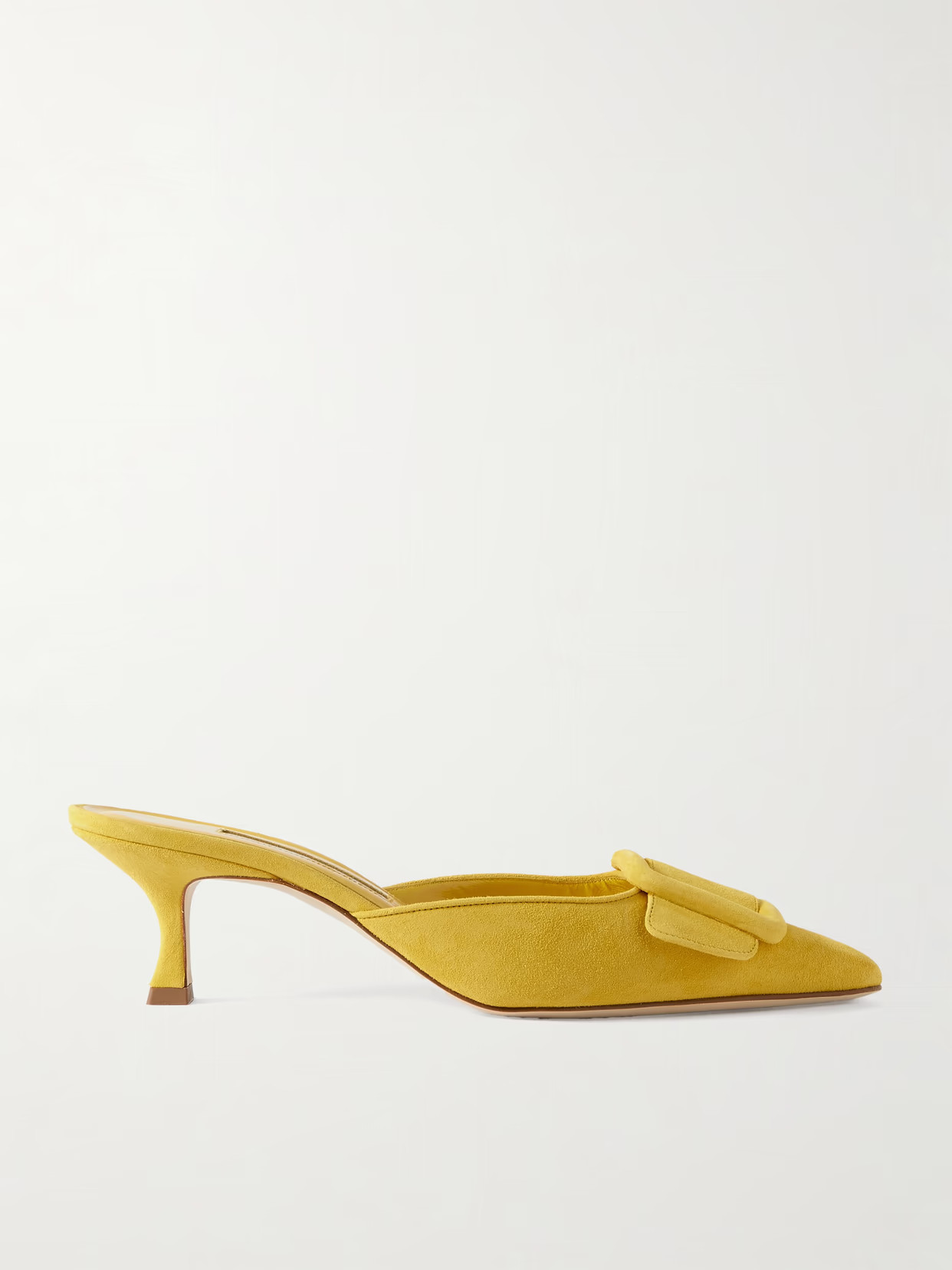 Manolo Blahnik - Maysale 50 Buckled Suede Mules - Yellow | NET-A-PORTER (US)