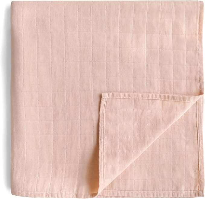 mushie Muslin Baby Swaddle Blanket | 100% Organic Cotton (Blush) | Amazon (US)