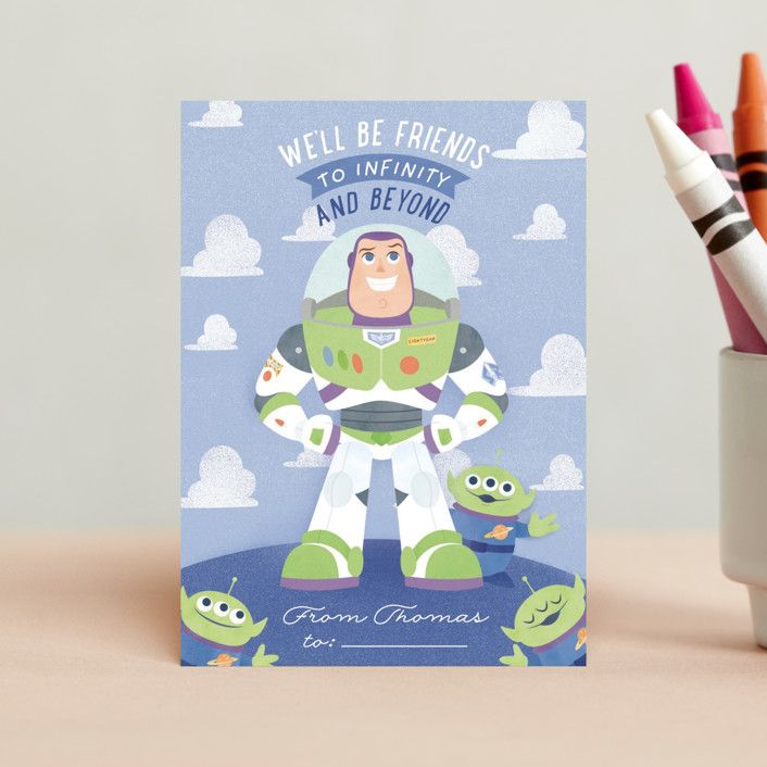 "Disney and Pixar's Buzz Lightyear Infinity Friendship" - Customizable Classroom Valentine's Day ... | Minted