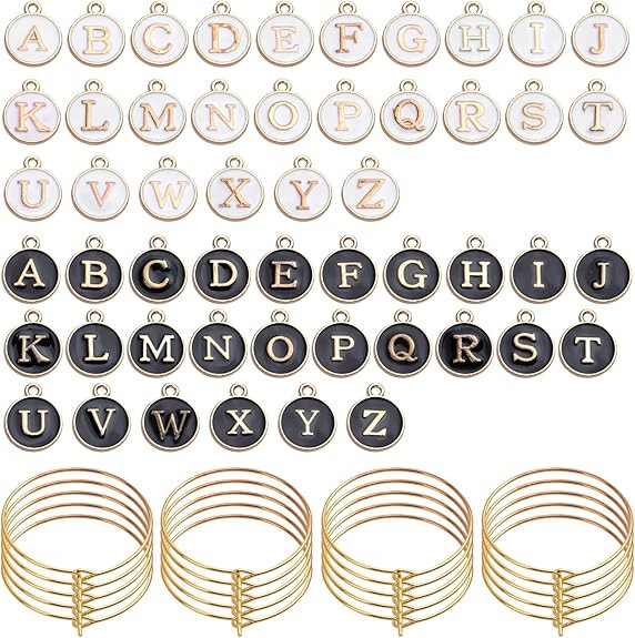 Aylifu 60pcs 25mm Wine Glass Charm Rings Earring Beading Hoop with 52pcs Black & White Letter Bea... | Amazon (US)