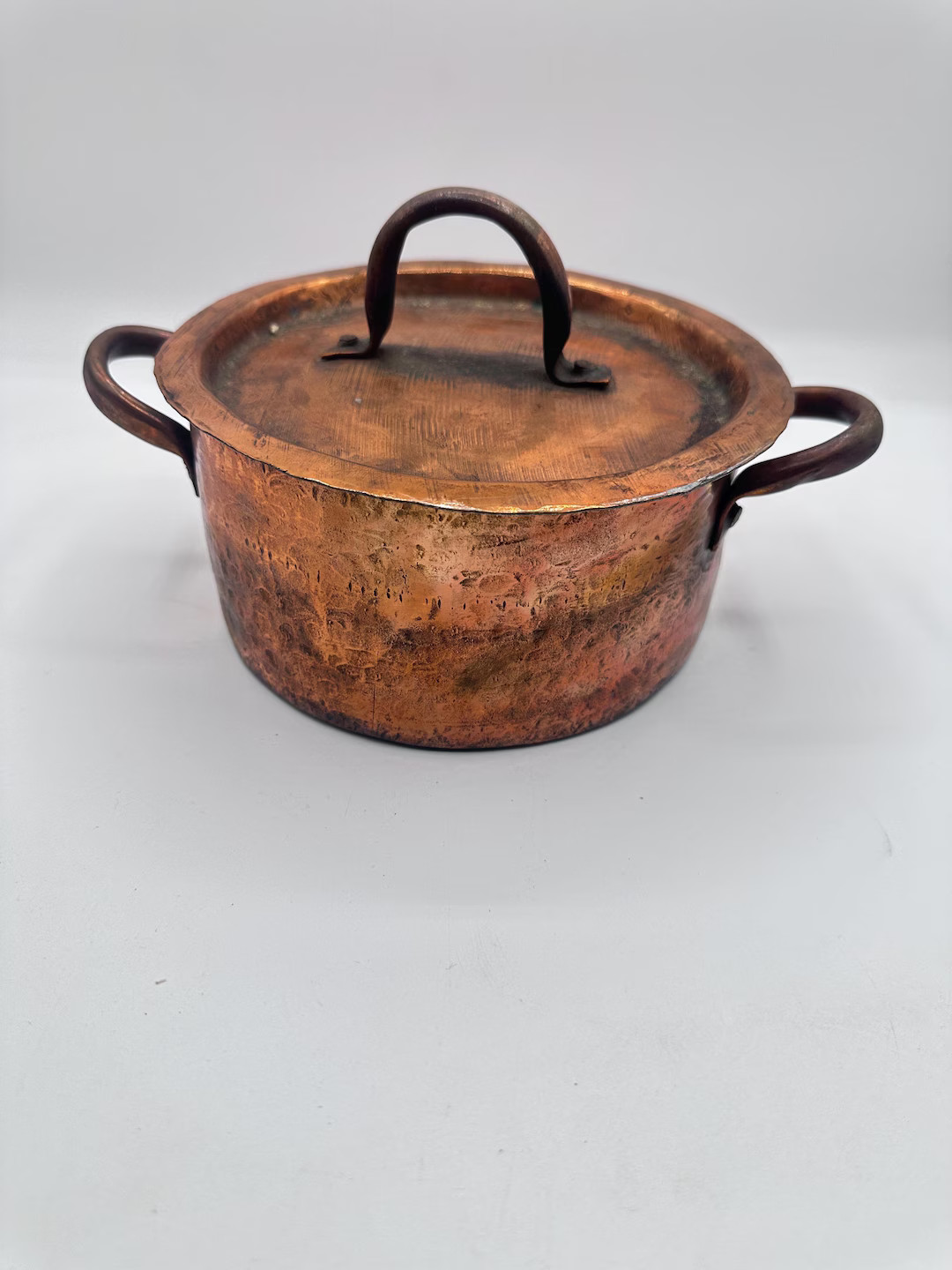 Antique Copper Lidded Potfrench Marketcopper Potsolid Copper Pothand Hammeredcopper Handlesrustic... | Etsy (US)