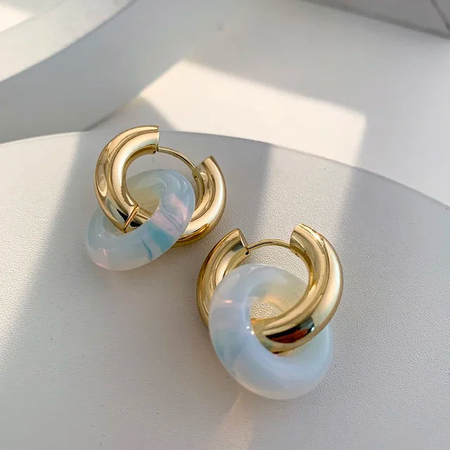 GLAZED DOUBLE HOOP EARRINGS (WATERPROOF & 18K GOLD PLATED) | raëliv