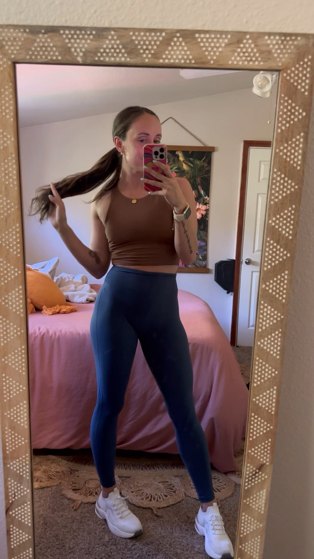 I love me some Amazon style finds, but I’m *always* a fan of a pants splurge. These are the Legacy Legging from Buff Bunny and they are butterrrr and so so so flattering. Love the high waist and the deep V in the back. Pair with a cute, coffee-colored racerback tank and my fave white amazon sneakers 👌🏼 the tank is not exact, because I’ve had it forever, so I linked another similar style that is gorgeous!