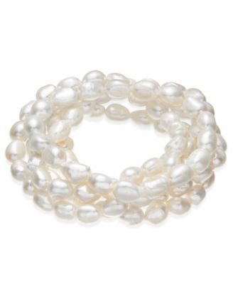 Cultured Freshwater Baroque Pearl (7mm) 5-Pc. Stretch Bracelet Set - Macy's | Macy's