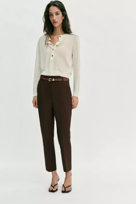 HIGH-WAIST TROUSERS WITH BELT | Zara UK