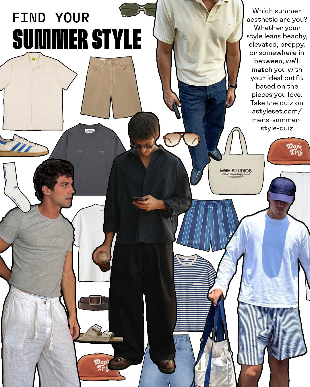 which summer style suits you? take our newest style quiz to find out on astyleset.com/mens-summer-style-quiz (linked in bio!) or DM us the words “summer quiz” and we’ll send it to you!

#mensfashion #menswear #summeroutfits #mensfashion 

#LTKMens #LTKSeasonal #LTKStyleTip