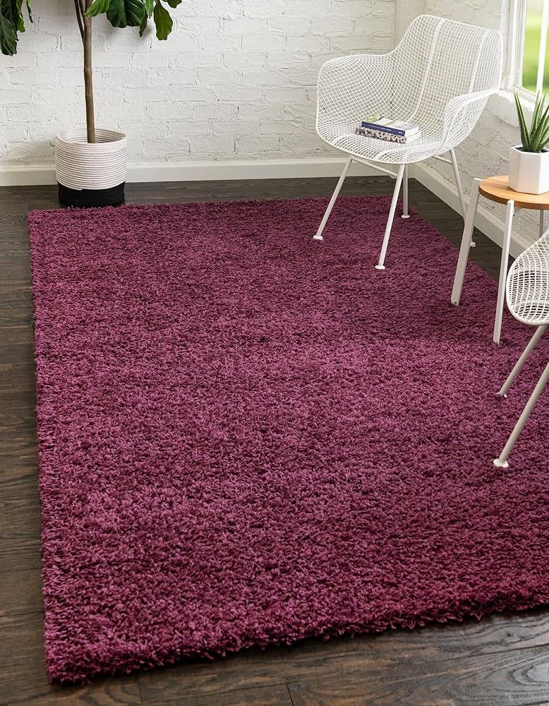 Rugs.com - Über Cozy Solid Shag Collection Rug – 8' x 10' Eggplant Purple Shag Rug Perfect for... | Amazon (US)