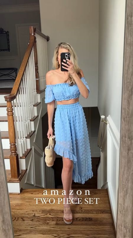Off the shoulders, smocked two-piece dress Amazon two-piece set spring outfit summer outfit, vacation outfit, Amazon, vacation outfit Amazon fashion Amazon Amazon find crop top blue crop top with maxi skirt set

#LTKSeasonal #LTKFestival #LTKfindsunder50