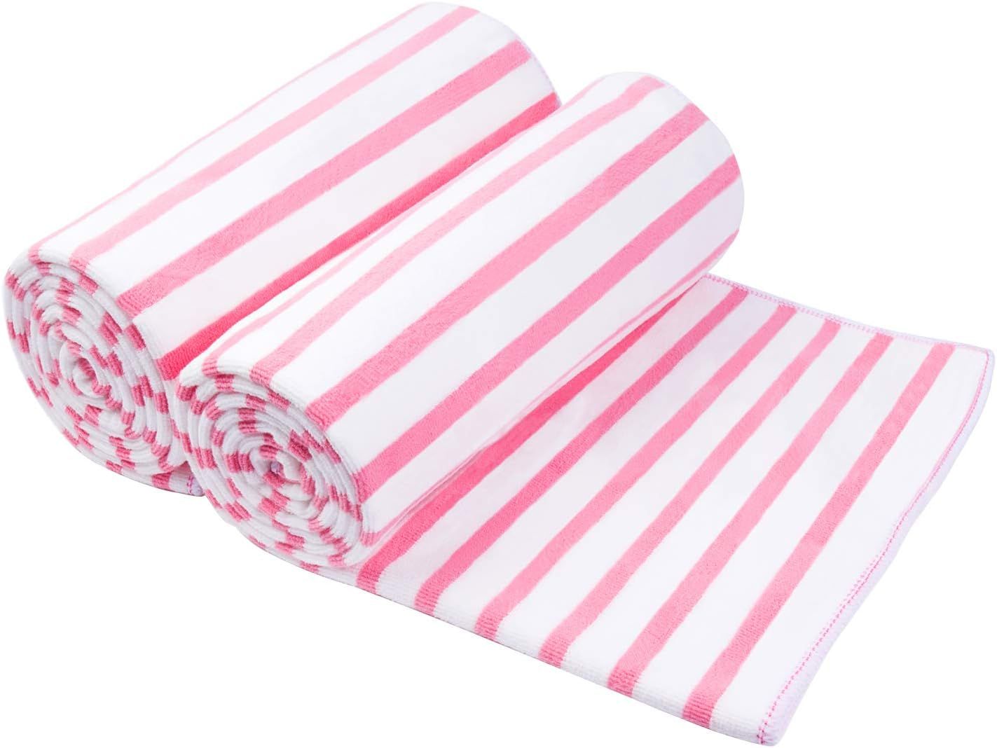 JML Microfiber Beach Towels, Bath Towel (2 Pack, 30" x 60" ) Cabana Stripe Absorbent and Quick Dr... | Amazon (US)