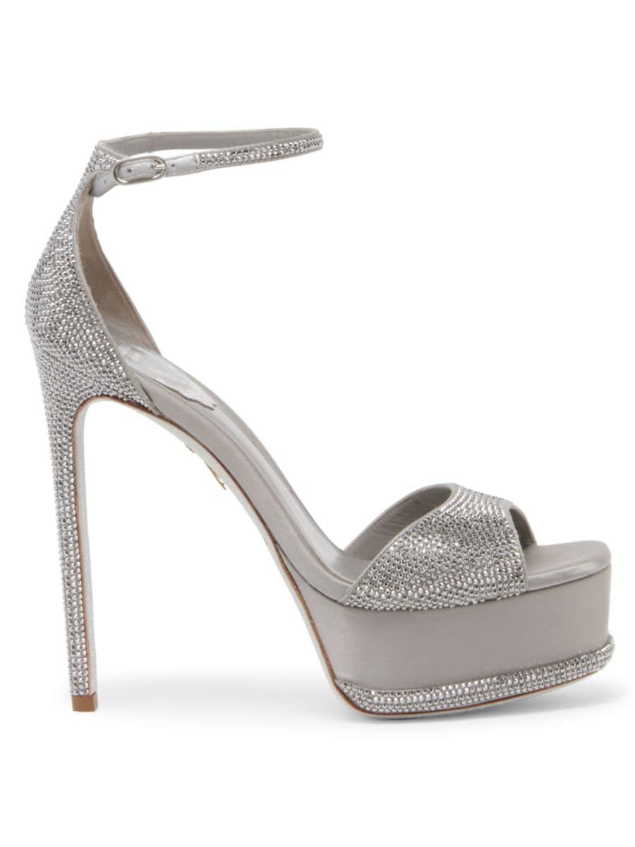 Crystal-Embellished Satin Platform Sandals | Saks Fifth Avenue