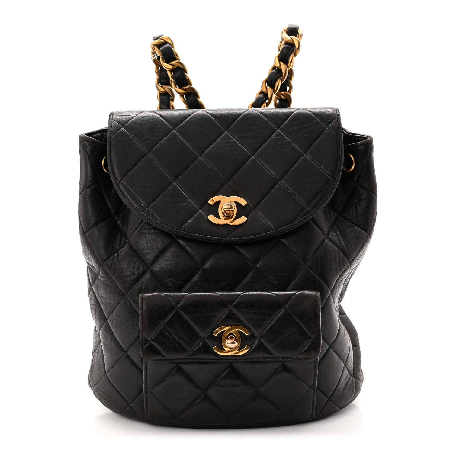 Chanel Lambskin Quilted Drawstring Backpack Black 1824381 | FASHIONPHILE (US)