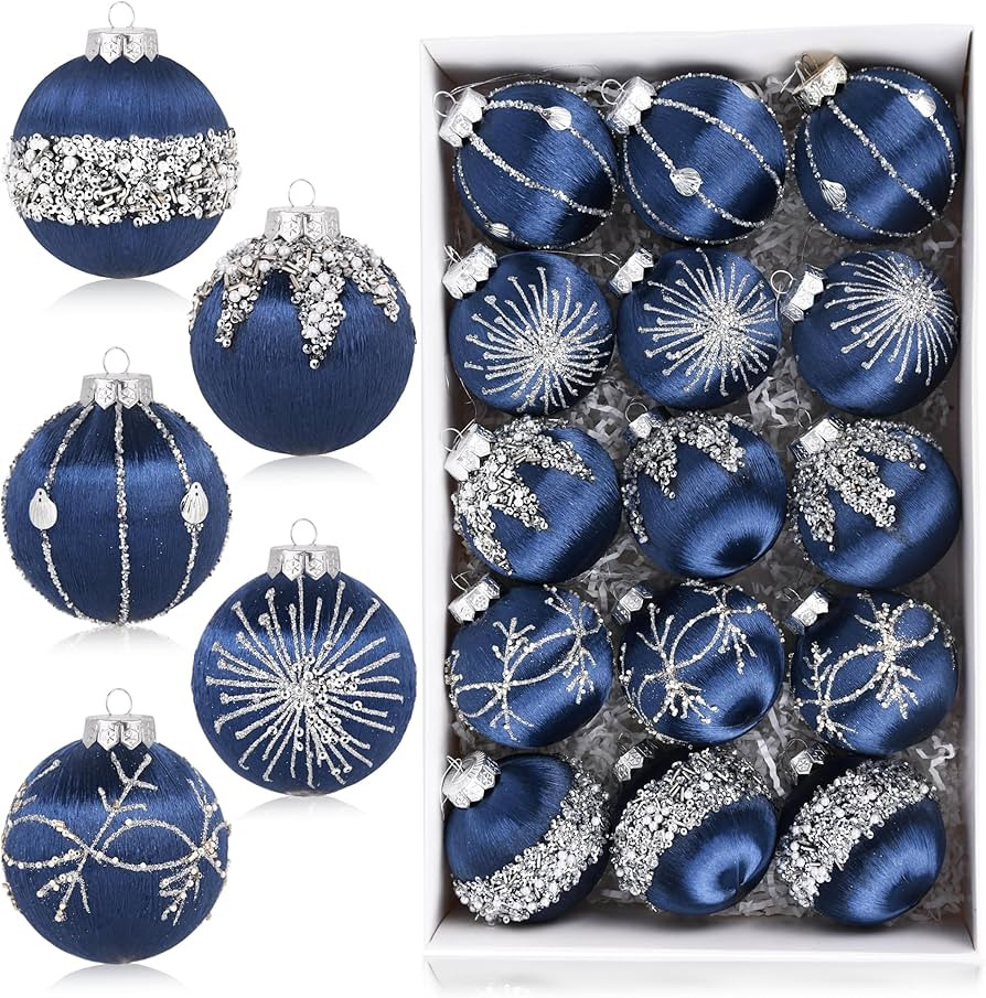 Christmas Balls Navy Blue Ornaments - Pack of 15 Luxury Christmas Tree Decorations Shatterproof -... | Amazon (US)