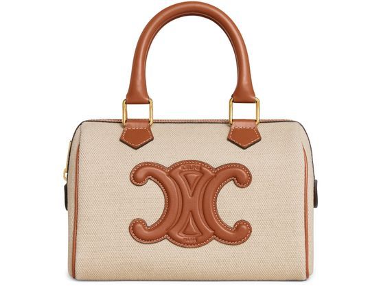 Small boston cuir Triomphe in textile and calfskin - CELINE | 24S US