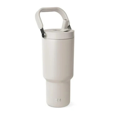 Simple Modern 30 fl oz Insulated Stainless Steel Trek Pivot Tumbler with Straw Lid and Top Handle|Almond Birch | Walmart (US)
