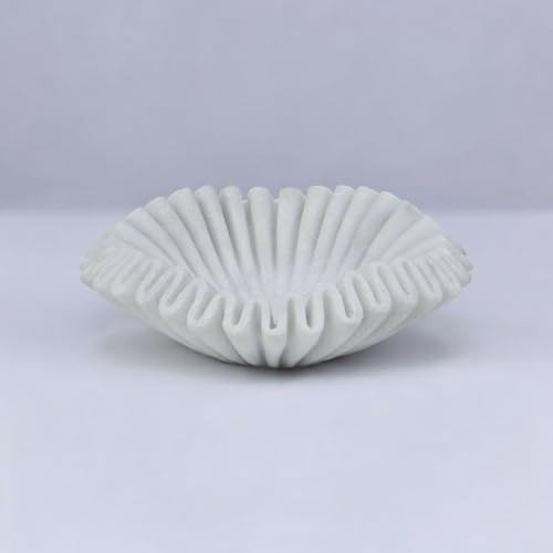 Marble Ruffle Bowl Handcrafted Decorative ScallopBowls - Antique Catchall Jewelry Dish Fruit Organizer for Home & Kitchen (7 inches) | Amazon (US)