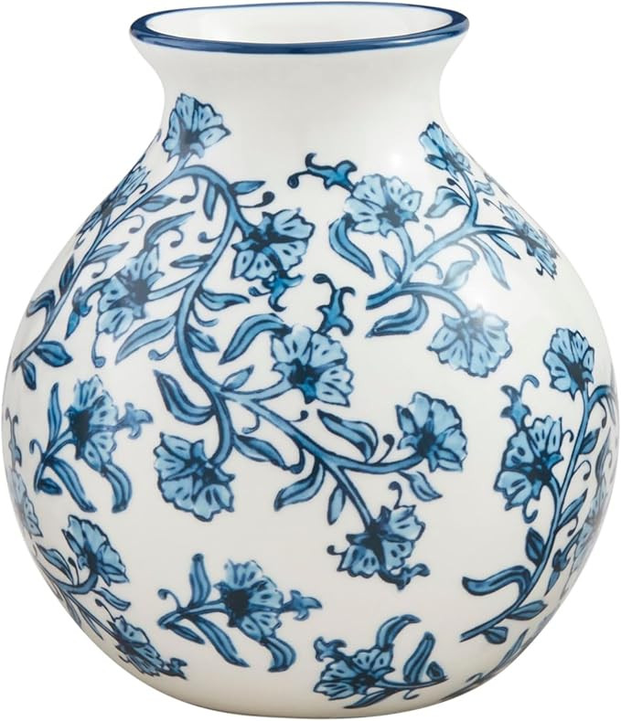 Mud Pie Cflwr Block Print Flower Vase, 7" x 6" | Amazon (US)