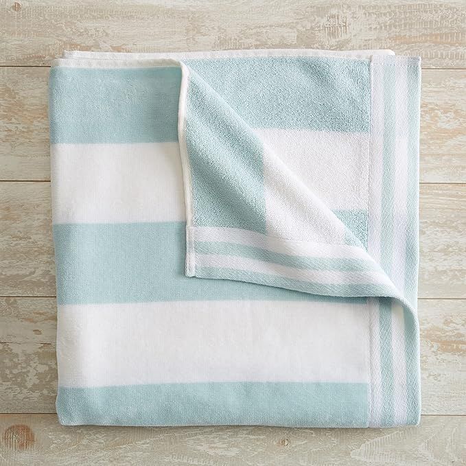 100% Cotton Beach Towel. Oversized Cabana Stripe Velour Pool Towels. Edgartown Collection (Light ... | Amazon (US)
