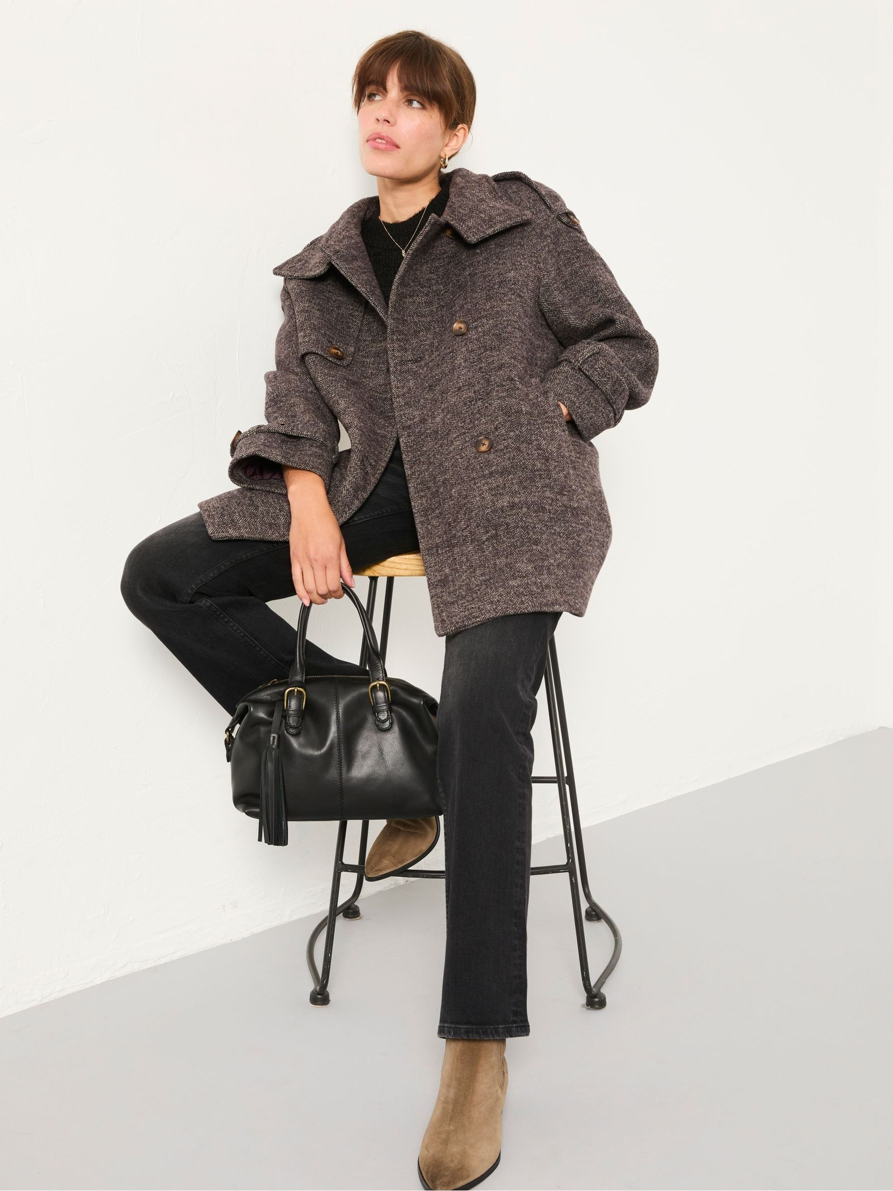 Lottie Brown Wool Blend Coat | FatFace | Fat Face