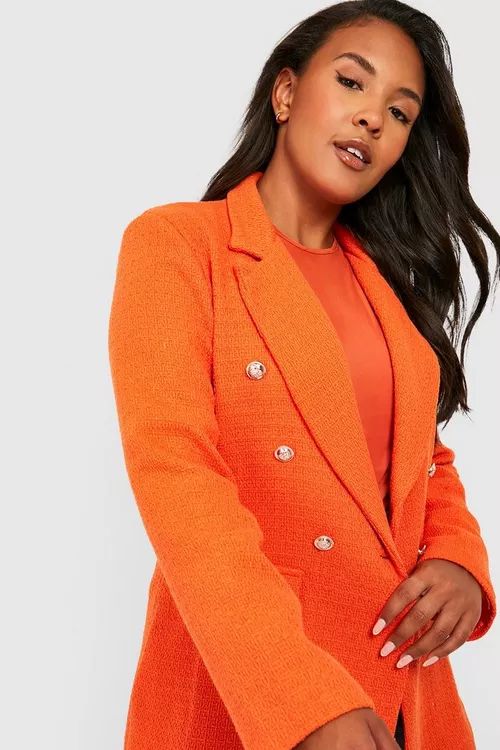 Plus Boucle Military Button Blazer | Boohoo.com (US & CA)