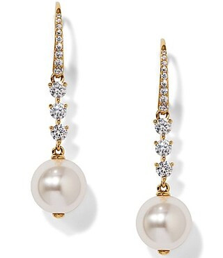 Nadri Venus CZ Pearl Linear Earrings - Gold | Dillard's