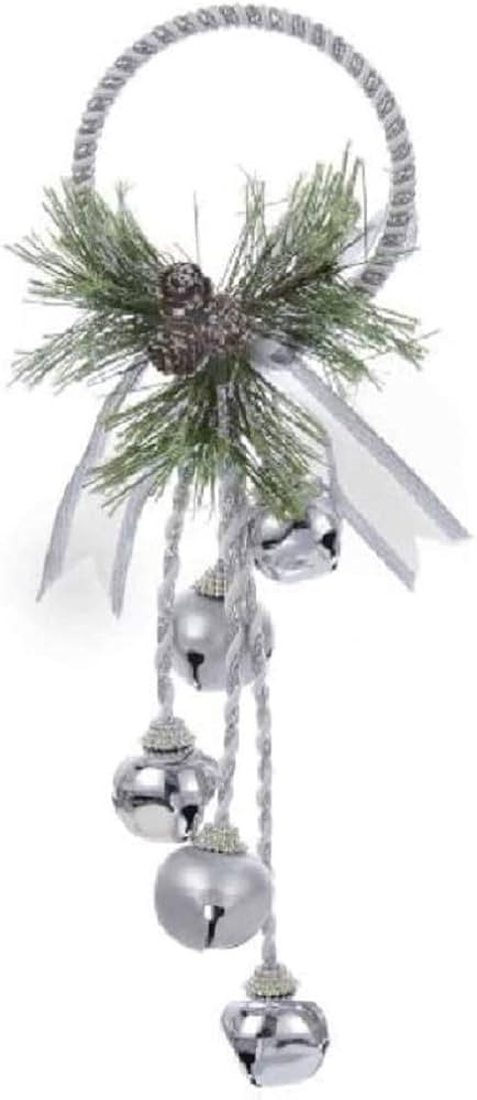 Kurt Adler J3635 Silver and White Metal Bell With Pinecone Door Hanger, 13 inches | Amazon (US)