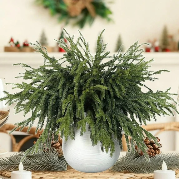 Scidweet Christmas Greenery Decorations, 16 Pcs Real Touch Artificial Norfolk Pine Branches, Faux... | Walmart (US)