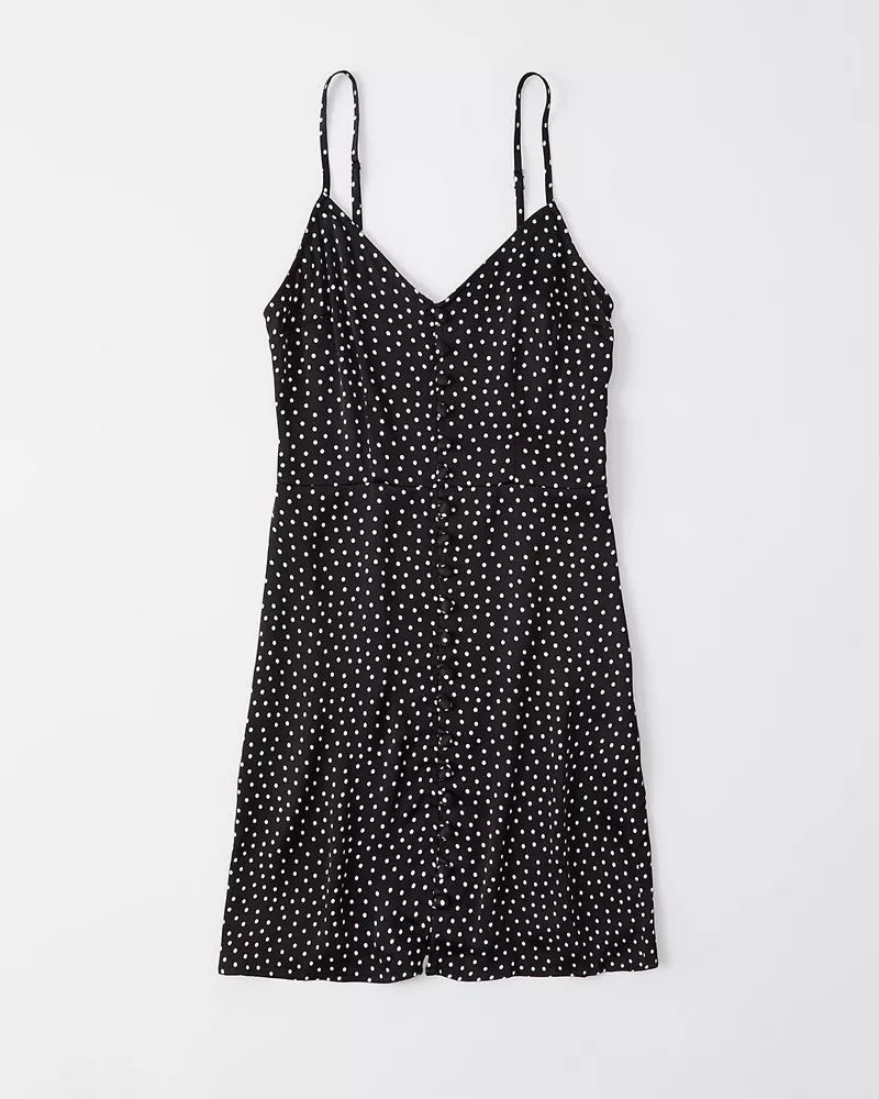 Button-Up Mini Satin Slip Dress | Abercrombie & Fitch US & UK