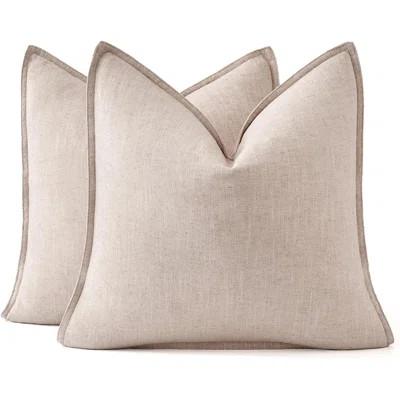 Pack Of 2 Beige Pillow Covers 18X18 Inch Decorative Linen Solid Throw Pillow Covers Accent Farmhouse Couch Pillowcases Modern Home Decor For Couch Sof | Wayfair North America