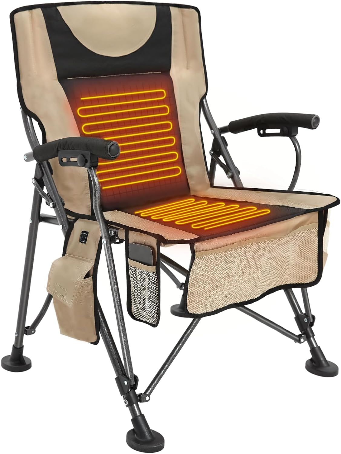 Heated Camping Chair,Dual Control Heats Back and Seat,3 Heat Levels,Heated Folding Chair with Cup... | Amazon (US)