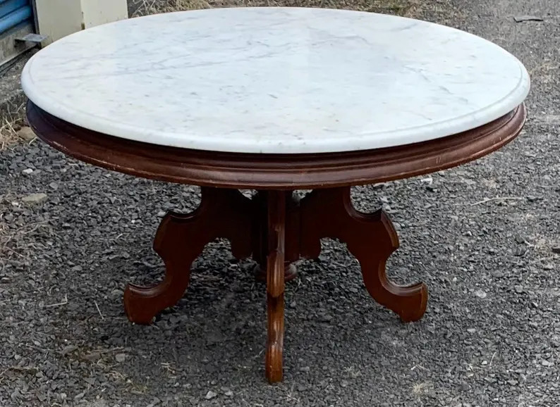 Vintage Round Marble Coffee Table ~shipping is NOT Free - Etsy | Etsy (US)