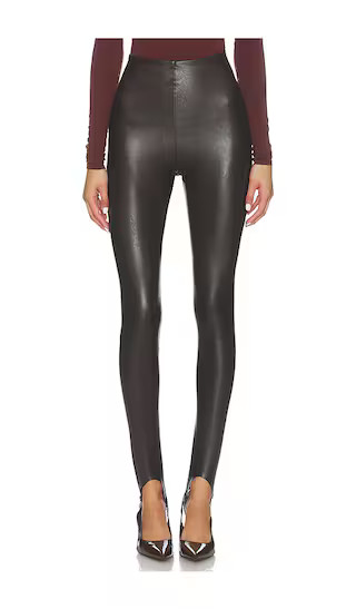 Faux Leather Stirrup Legging in Espresso | Revolve Clothing (Global)