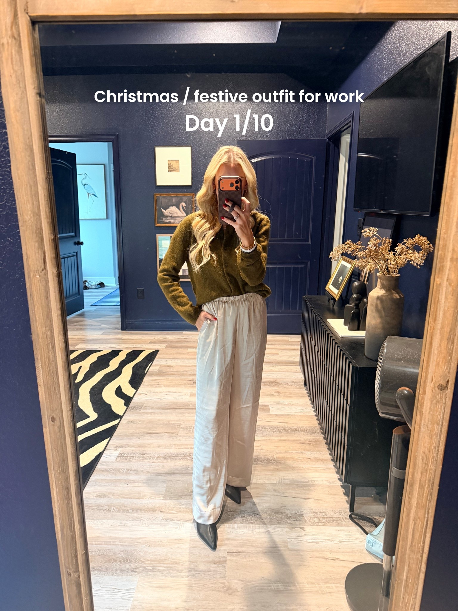 Festive Christmas outfit Day 1/10. Christmas work outfit, Christmas Eve outfit, Christmas Day outfit 
