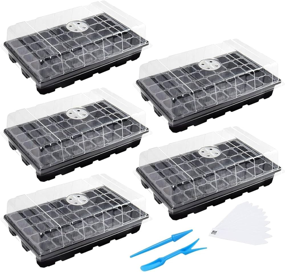 MIXC Seedling Trays Seed Starter Tray, 5-Pack Mini Propagator Plant Grow Kit Greenhouse with Humi... | Amazon (US)