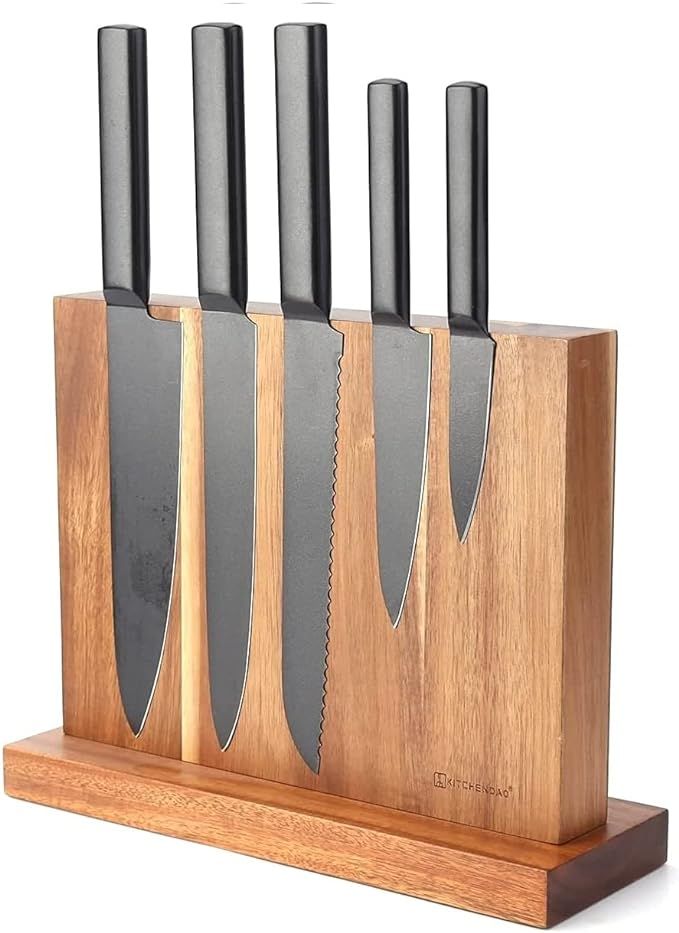 KITCHENDAO Luxury Magnetic Knife Block Holder with Enhanced Magnets, Eco-friendly Acacia Wood, Cu... | Amazon (US)
