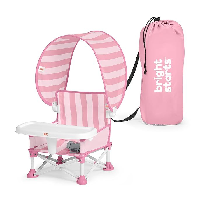 Bright Starts Pop 'N Sit Cabana Baby Beach Portable Booster Chair with UPF Canopy, Floor Seat for... | Amazon (US)