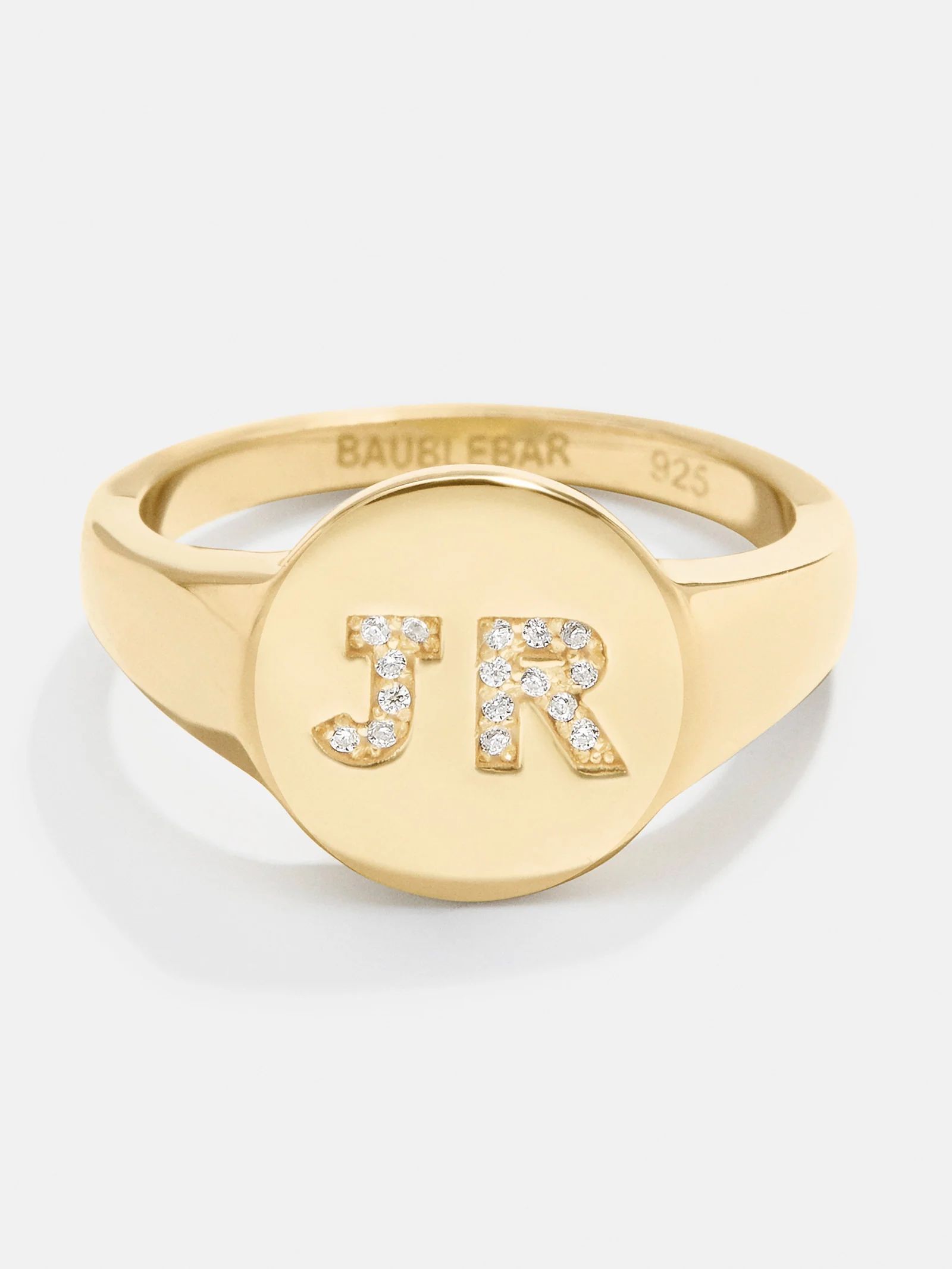 18K Gold Double Initial Signet Ring | BaubleBar (US)